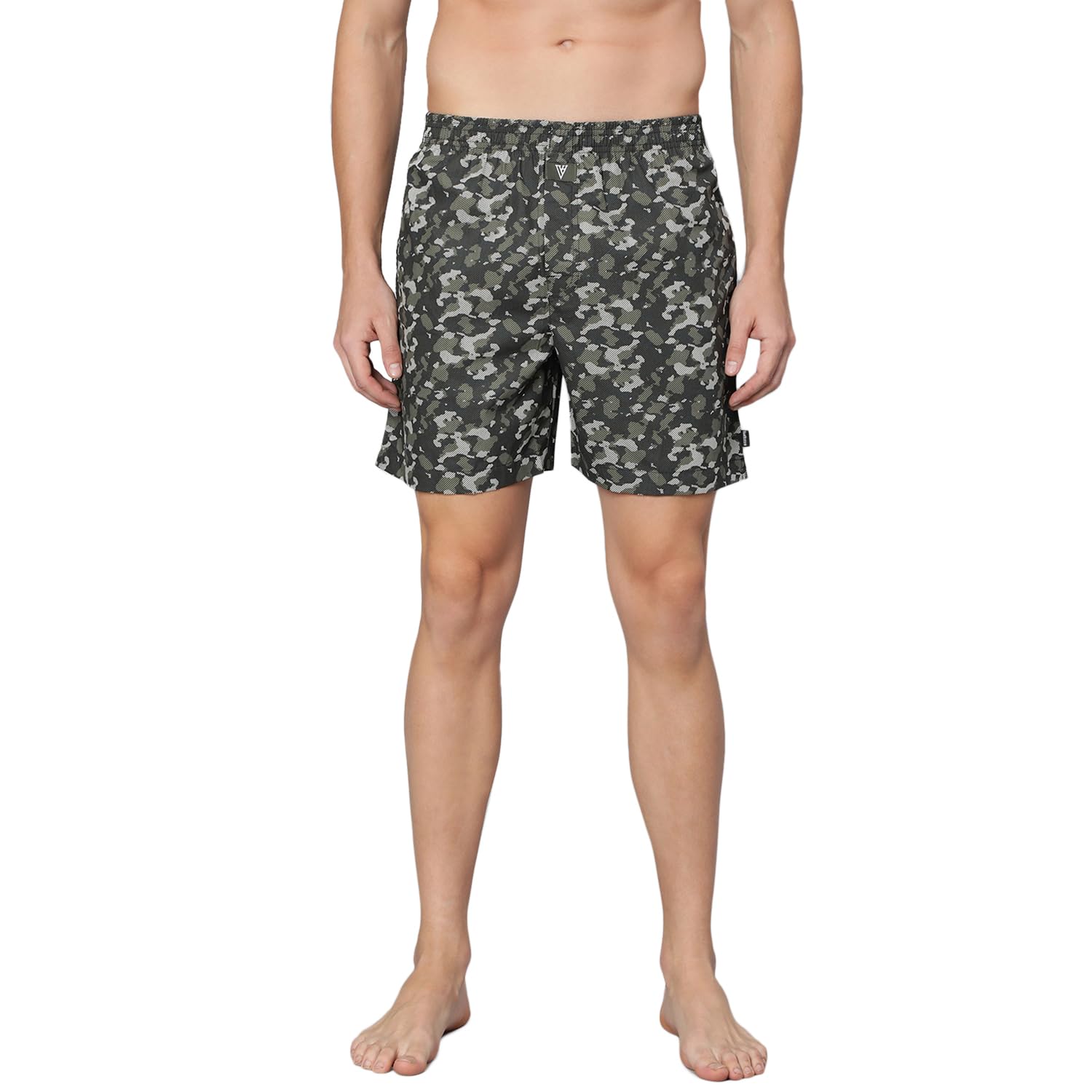 van heusen Men Boxer Shorts - 100% Combed Cotton - Allover Print, Side Pocket, Side Slits Grey-picture-21