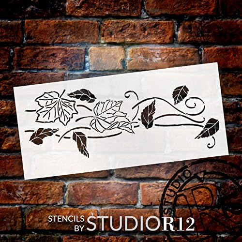 Miniatura 2 de StudioR12 - Plantilla de hojas sopladas  Decoración para el hogar con brisa otoñal para bricolaje, manualidades y pintura, medios mixtos de