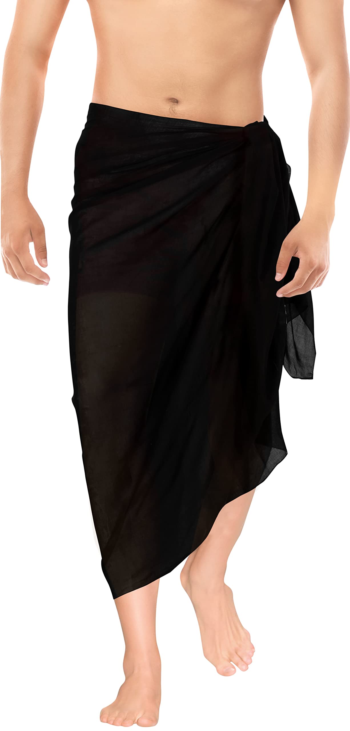 LA LEELA Men's Casual Summer Sarong Pareo Wrap One Size Black