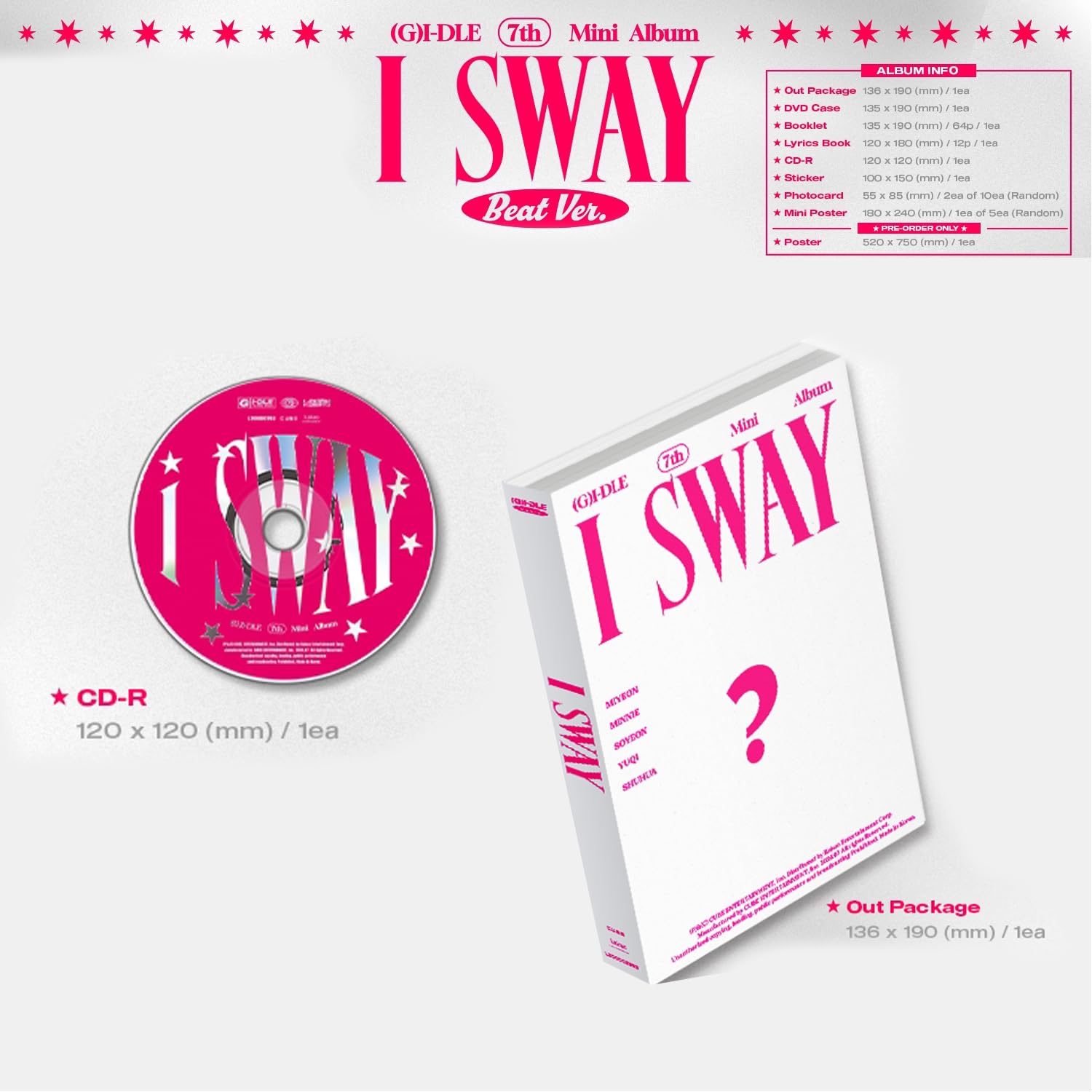 (G)I-DLE - 7th Mini Album [I SWAY] (Beat Ver.) let + Photocard R + 2 Pin Button Badges + 4 Extra Phorocards