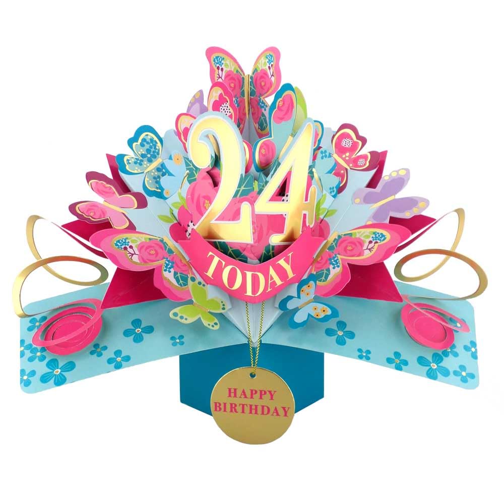 24 Today Happy 24th Birthday Pop-Up Greeting Card Love Kate's Pop Up Cards Her Design POP236MC24 โ image 1