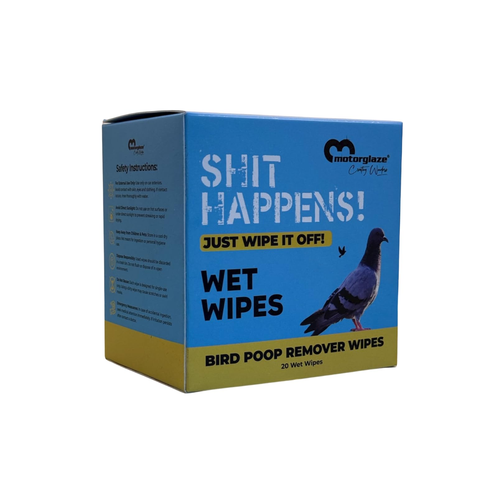 Motorglaze Bird Dropping Remover Sachets (20 Pack) – pH Neutral, Paint-Safe Bird Poop Cleaner for Cars, Motorcycles & Windows – Effortless Wipe Solution for Quick Automotive Detailing-image-7