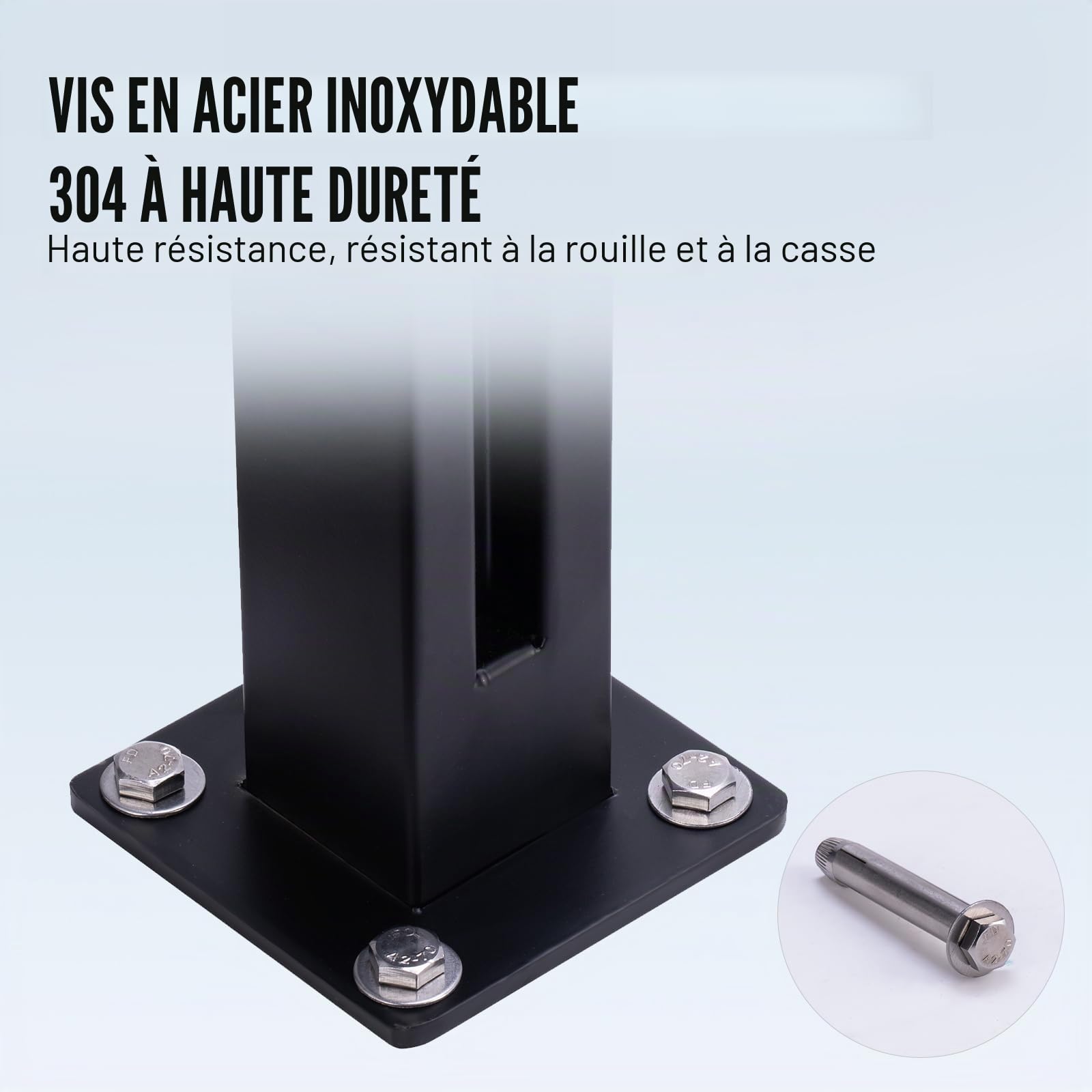 VEVOR Pinces à verre en acier inoxydable 304, pince de clôture en verre de 950 mm de hauteur, support de garde-corps en verre trempé de 10 mm à 12 mm, pour balcon, jardin, terrasse, escalier, noir