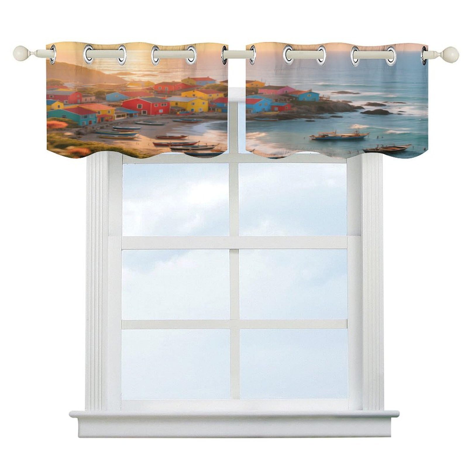 Fekiloot Style Islands Morning Light Short Curtains Valance Curtain