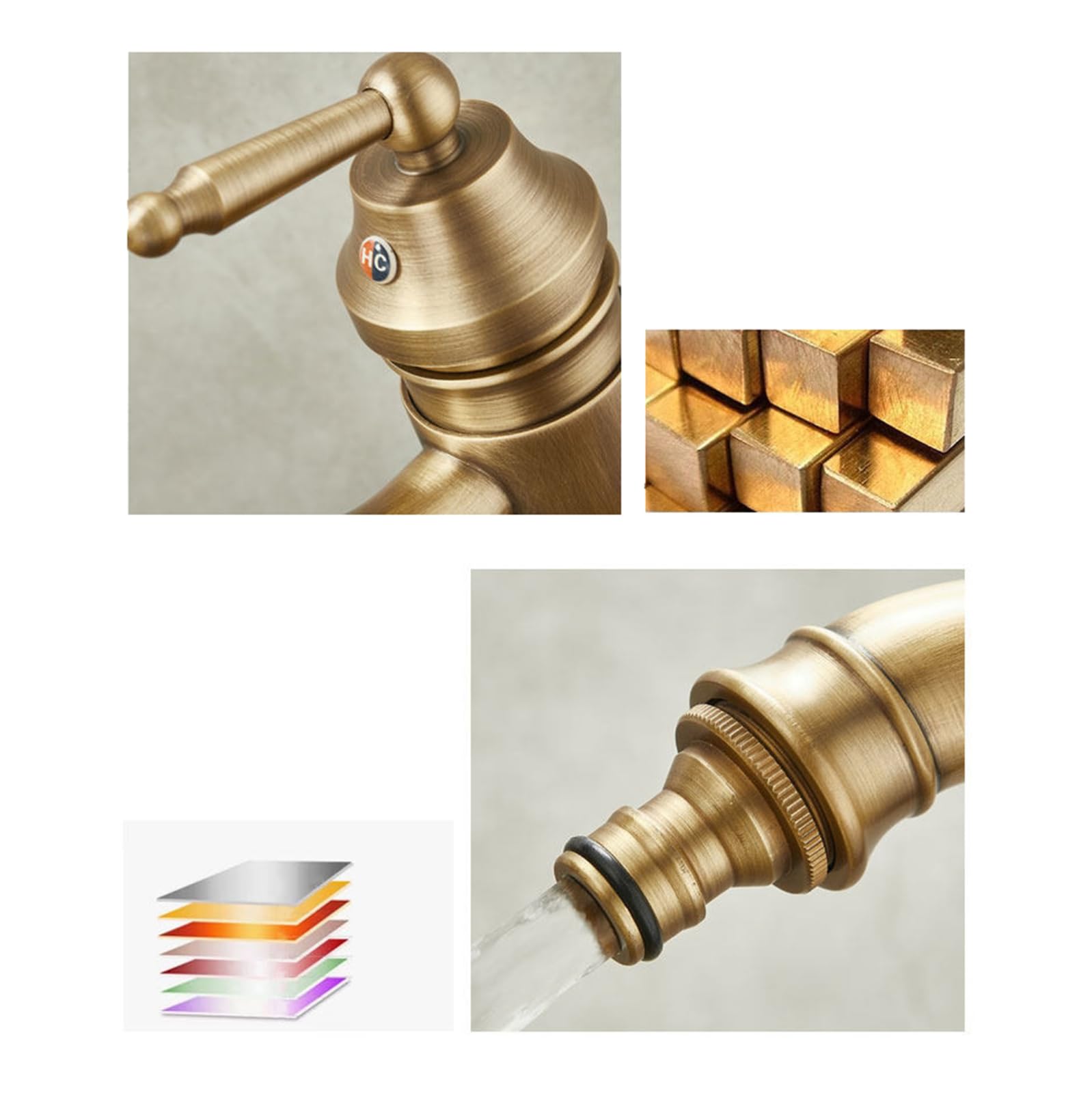 Rubinetto Giardino Retrò Girevole A 360° Rubinetti Da Esterno con Miscelatore Acqua Calda E Fredda In Ottone,21 cm