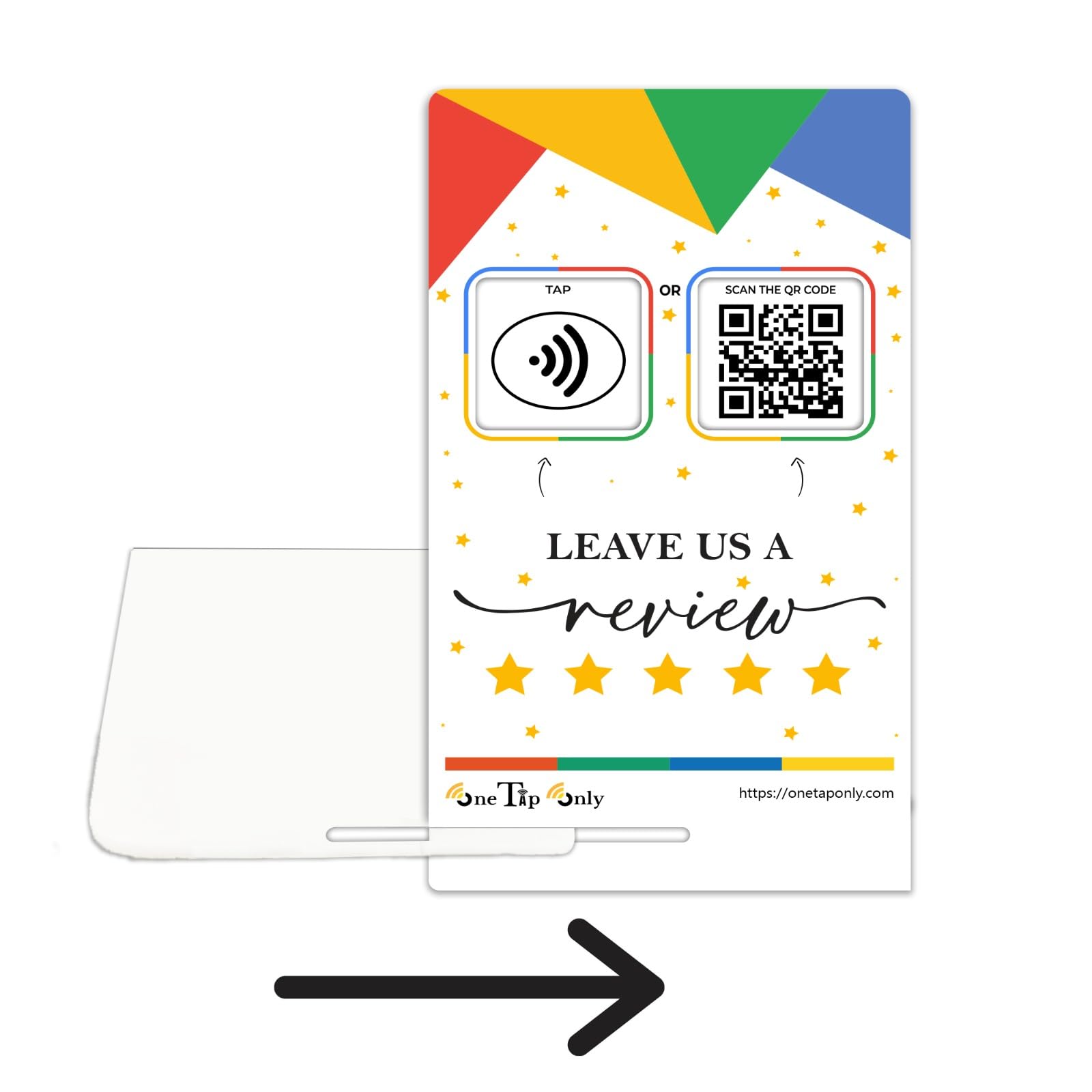 Supporti per recensioni Google Tap (confezione da 3) di TapFive - Tocca per recensioni istantanee - Compatibile con tutti i telefoni - Smart Tap riutilizzabile NFC e QR - Aumenta le recensioni azienda