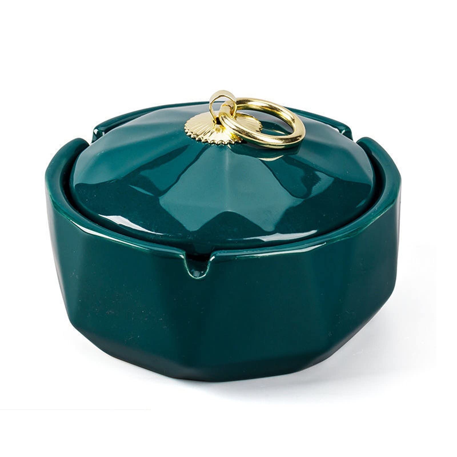 ashtray， Windproof Ceramic Ashtray with Lid,Cigarette for Indoor Outdoor Use,Desktop Smoking Ash Tray(Green)