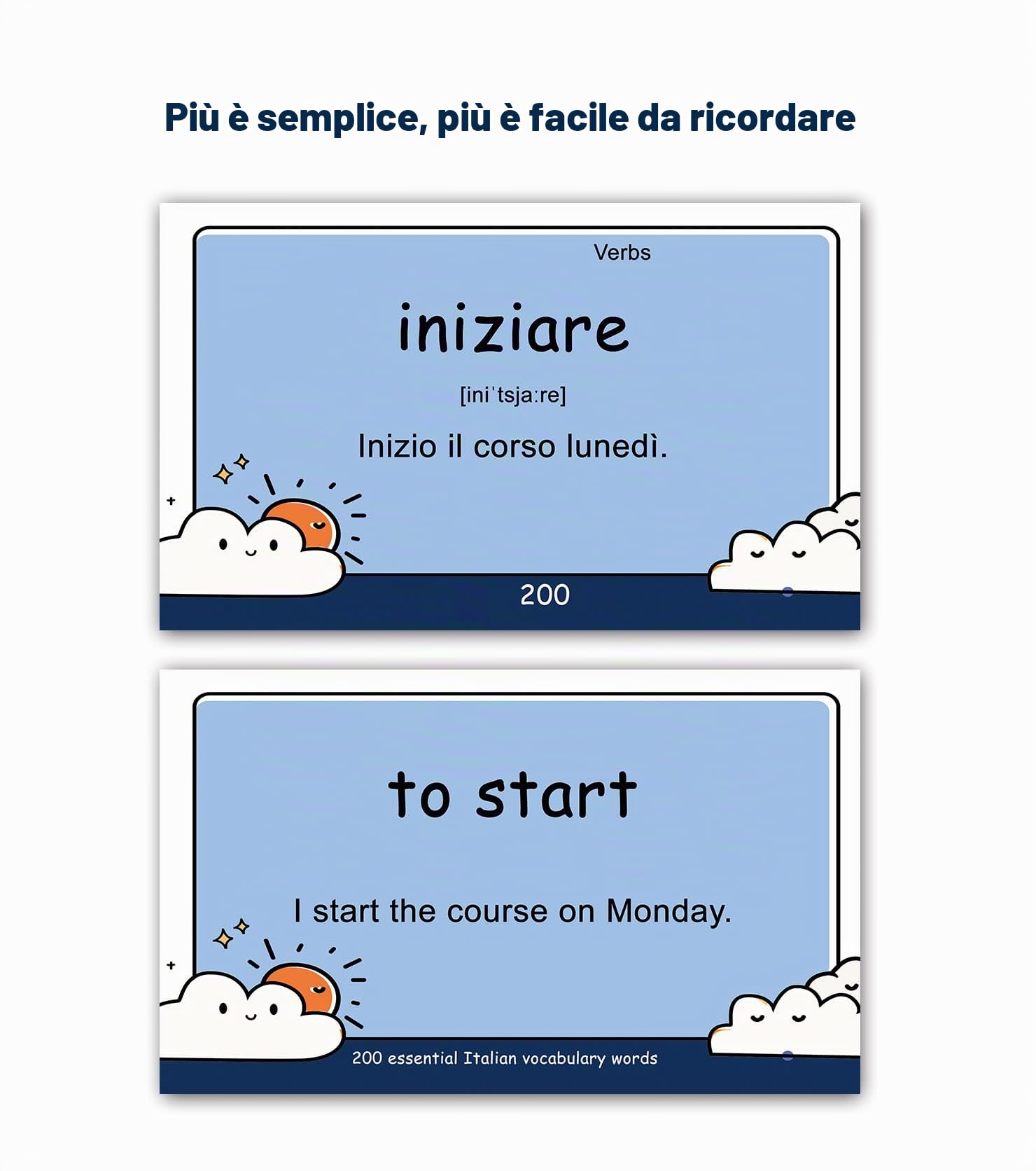 200 Flash card essenziali per vocabolario con parole italiane per principianti adulti | Impara l'italiano per principianti adulti
