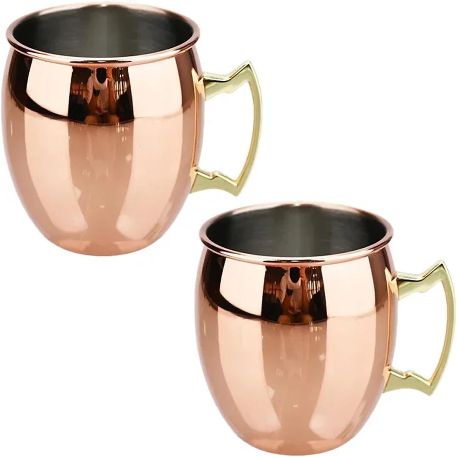 2Pcs New Cocktail Wine Cup Moscow Mule Mug Stainless Steel、550ML Beer Cup Bar、Home, Outdoor, Restaurant、Beverage Cup 304(Golden)