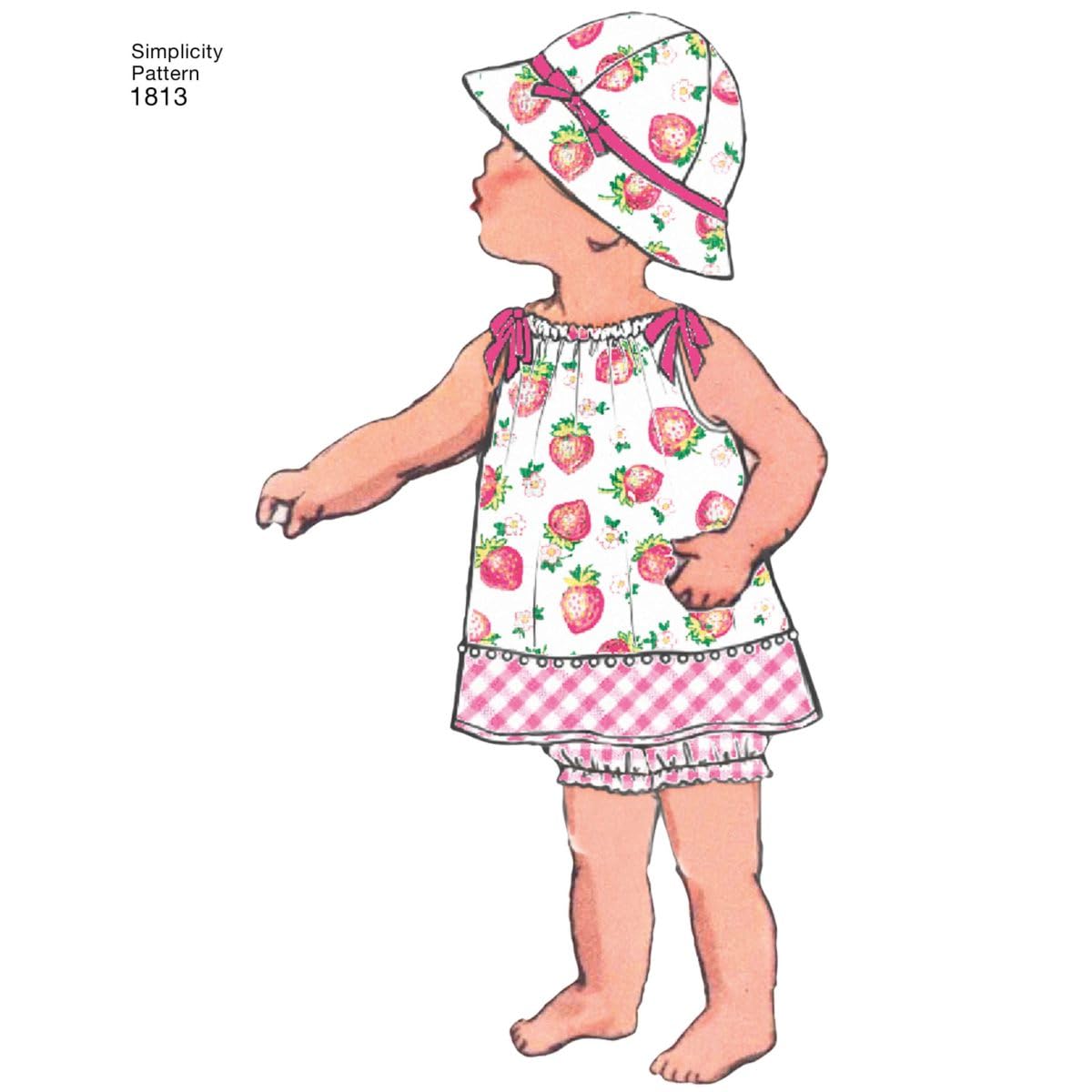 Simplicity Simplcity 1813Vestito per Bambini & Separati, Carta, Bianco, A (XXS-XS-S-M-L)