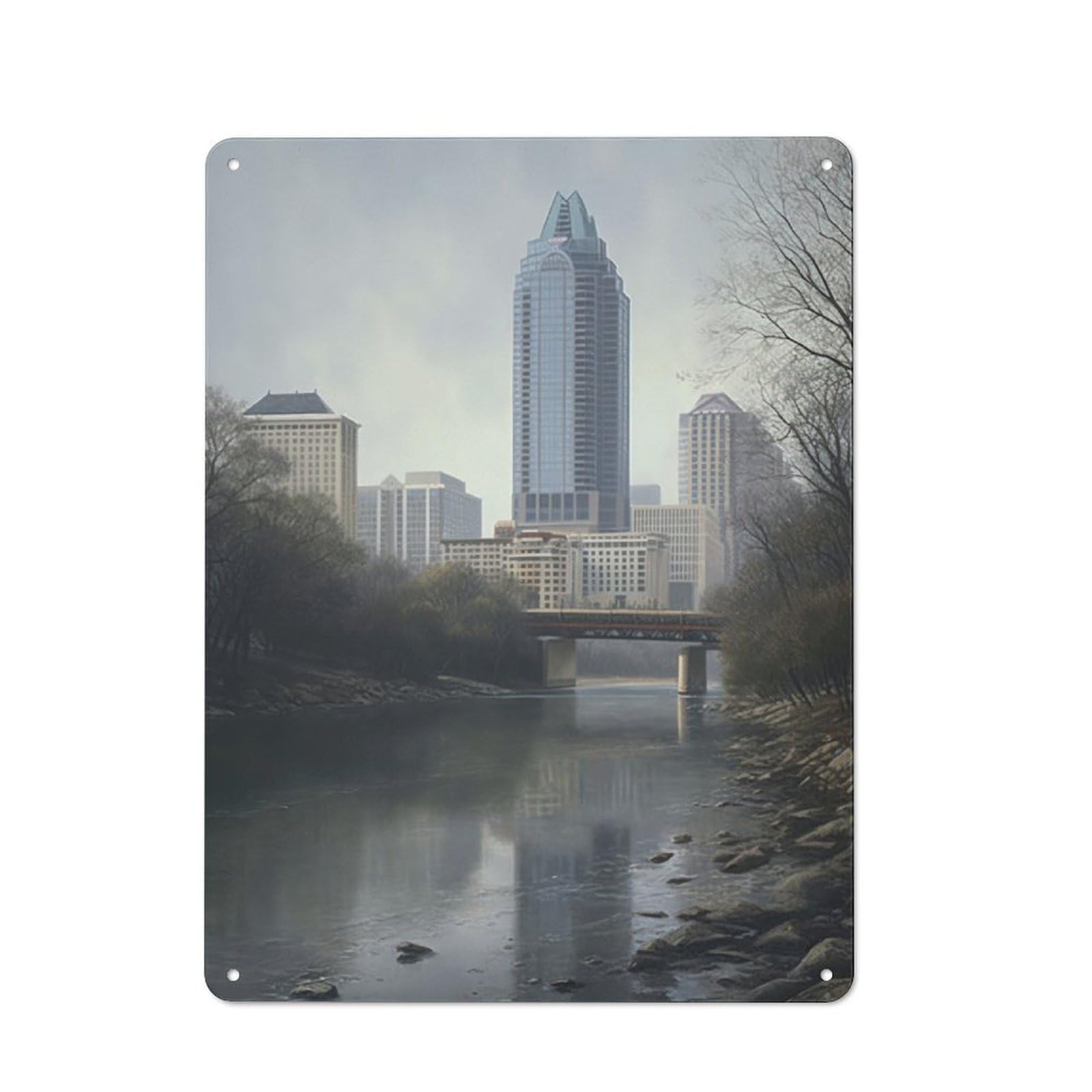 Junmoney Urban Oasis Austin Usa Metal Plaque 40X30cm With For Home Bar Wall, Retro Decor, For Garage, Workshop And Man Cave Decoration
