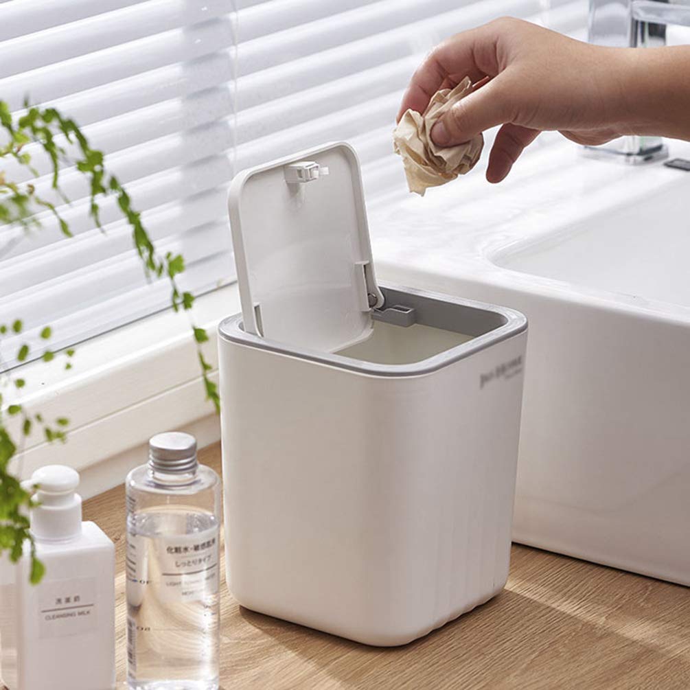Mini Cubo de Basura con Tapa Patrón de Ondas para Baño Cocina Oficina