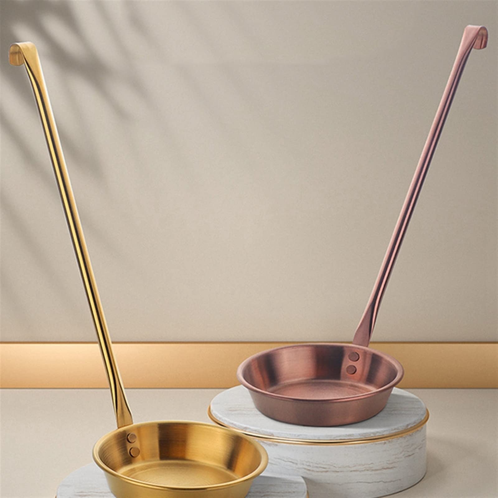 JINGYAN Teelöffel Long Handle Stainless Steel Round Meat Pie Spoon Fried Food Ladle Serving Kitchen