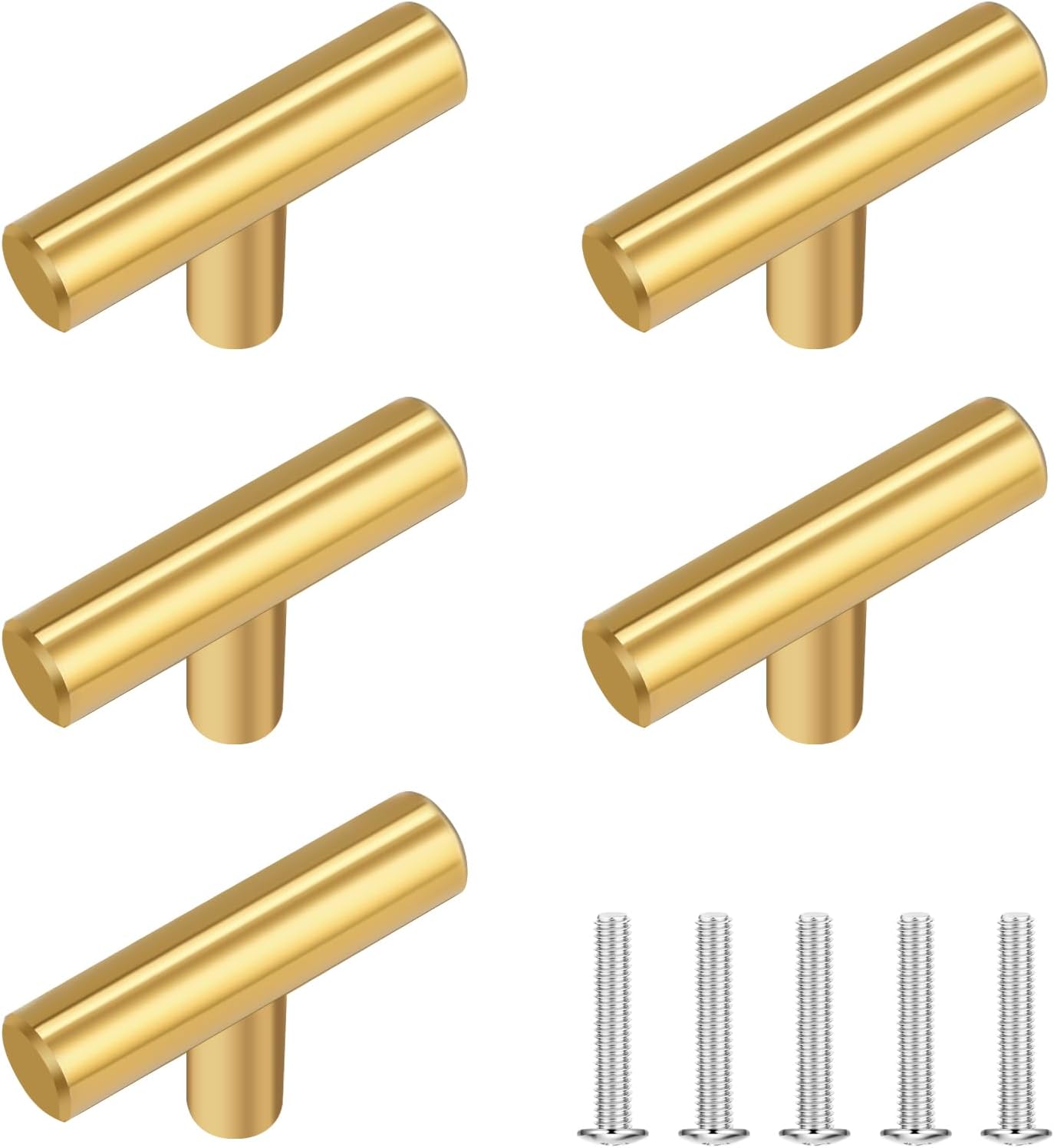 Stainless Stee Cabinet Knobs, Brushed Brass Cabinet Knob Single Hole Drawer Kitchen Cabient Knobs for Kitchen, Dressers and Bathrooms (10, Gold)