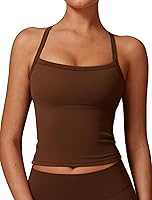 QBGJTD Women's Longline Cross Back Sports Bra with Built-in Padded Bra - Gym Yoga Workout Crop Tank Top