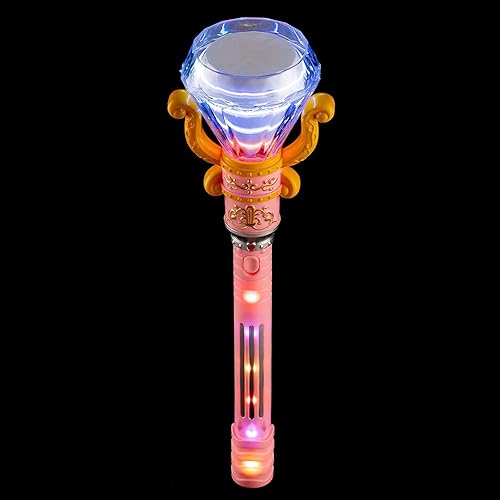 Miniatura 4 de Varita de princesa mágica giratoria con luz LED (13.5 pulgadas), luces multicolores. Pilas incluidas. Divertido juego de princesa Cenicienta (1
