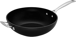 Le Creuset Padella Wok Ø 30 cm, PFOA Free, per Tutte Le Fonti di Calore, Induzione Inclusa, Alluminio Antiaderente, Nero