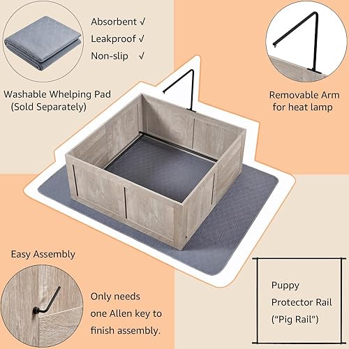 Miniatura 3 de unipaws Caja de parto para perros, caja de parto para cachorros, caja de parto para cachorros para perros pequeños, medianos y grandes, corral de