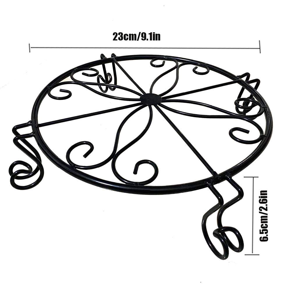 Sertay Supporti Per Fioriere, 9.1*2.6inch Supporto per Piante In Vaso di Ferro, Supporti Per Piante In Metallo, Portafiori Rotondo, per Giardino Interno / Esterno, Ufficio, Soggiorno(Nero