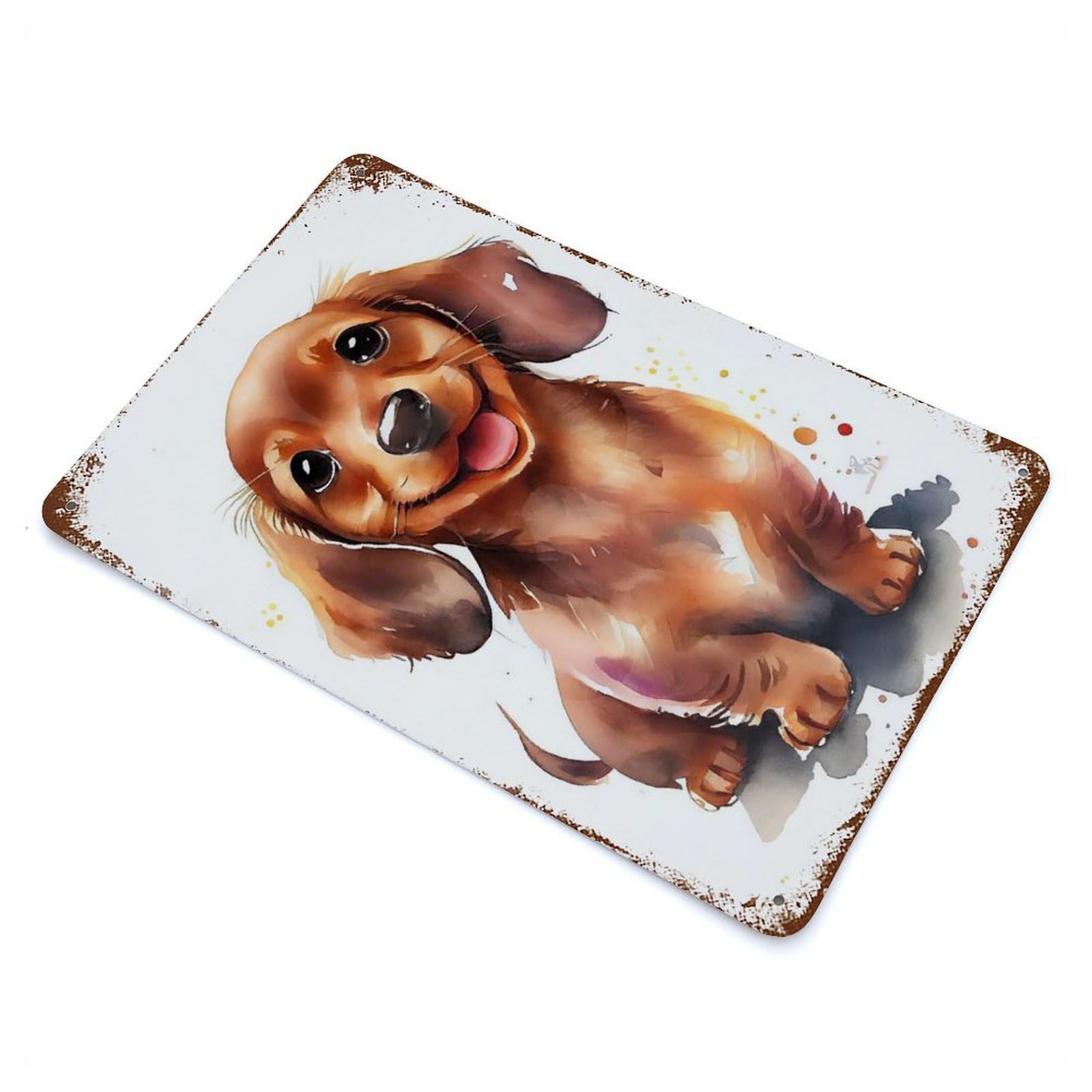 Dachshund Watercolor Retro Metal Sign 11.8"x7.9", Shabby Chic Decor for Garage, Pub Or Kitchen