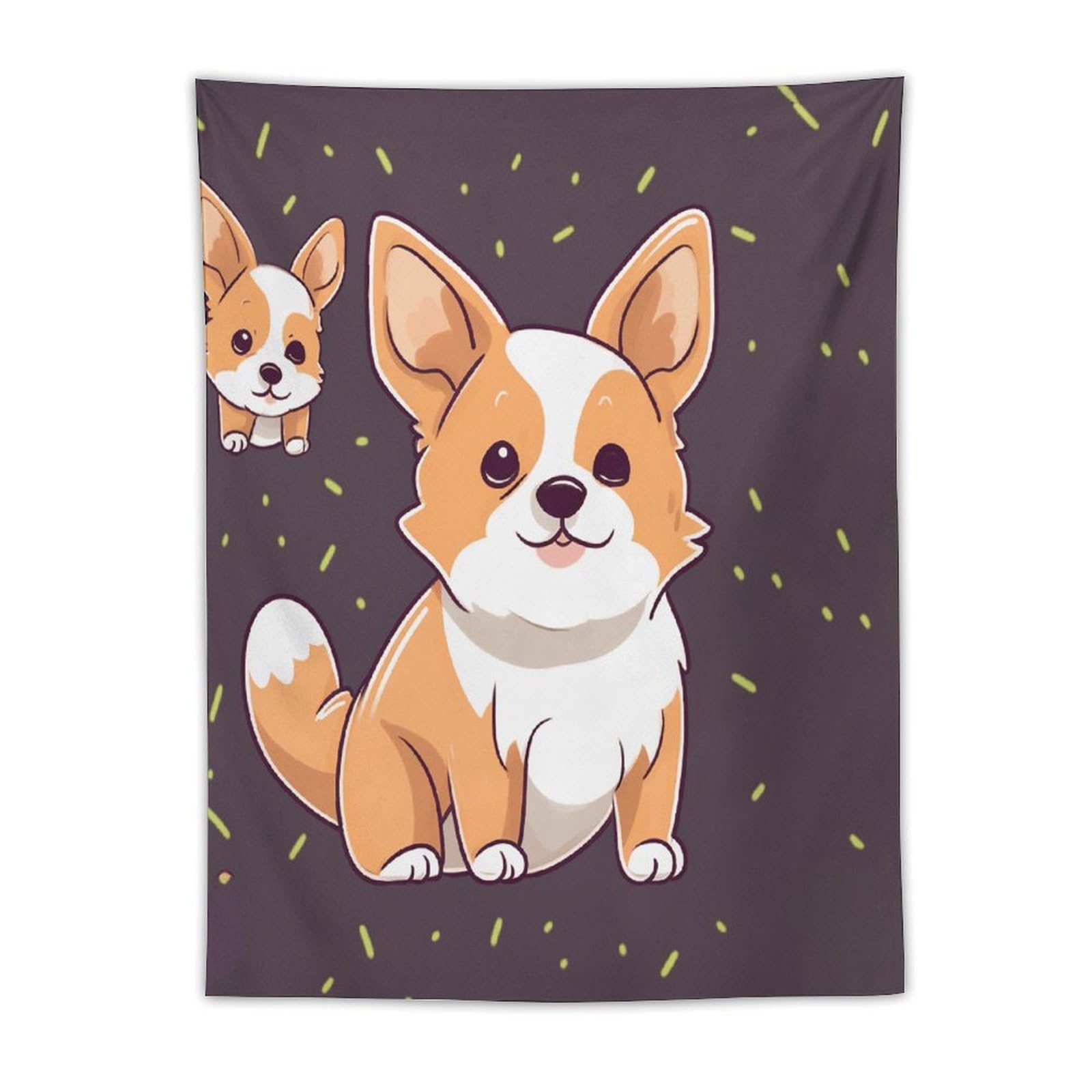 MUSM Cute Corgi Tapestry with Installation Kit Personalized Wall Tapestry Aesthetic Tapestries Backdrop Banner Wall Art Hanging Decor for Home Picnic Beach Blanket 30"x40"