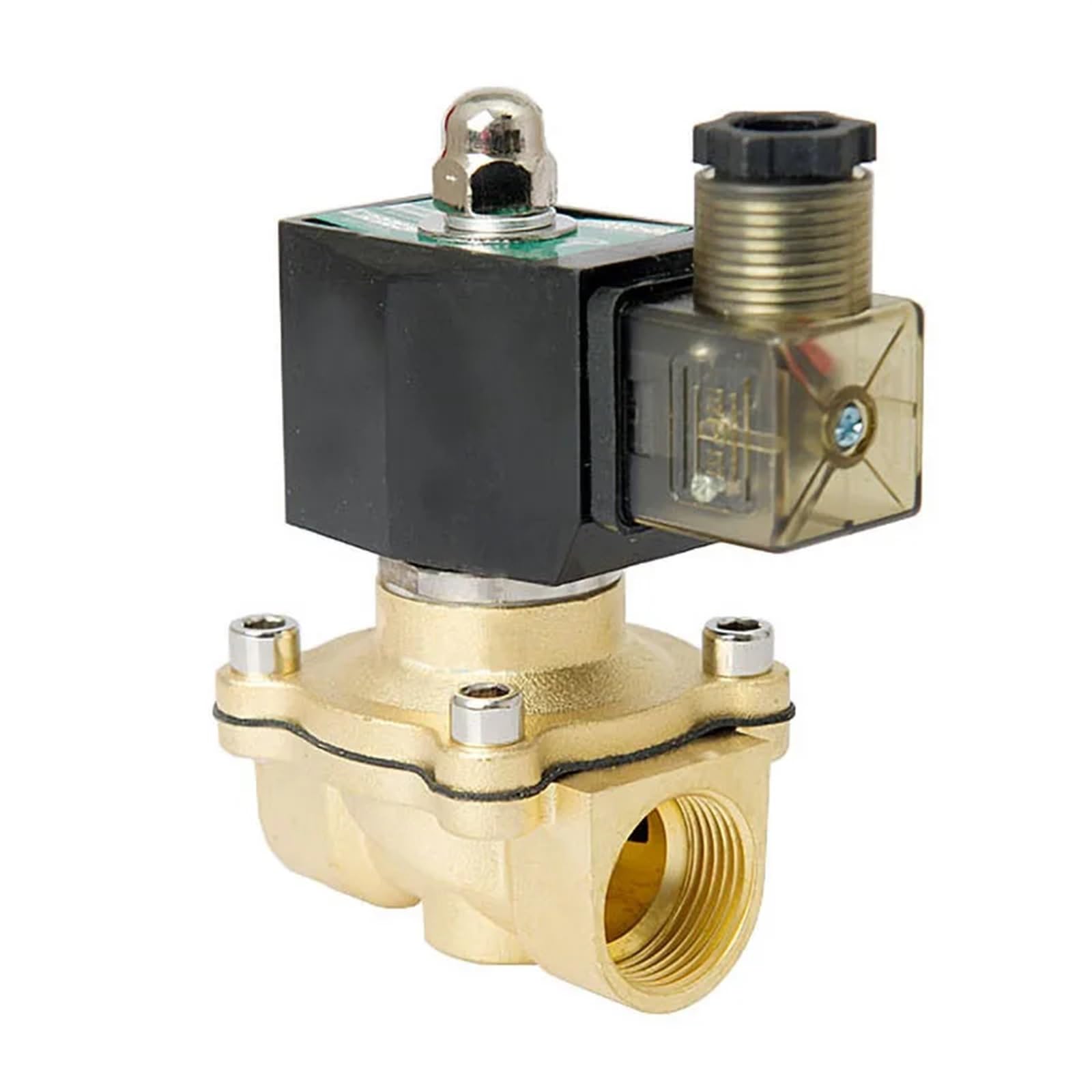 1/2" IP65 Waterproof Brass Solenoid Valve with LED Power Indicator 24V 12V 220V 110V Normally Closed Electric Valve (BSP-380V-EPDM-SEAL)