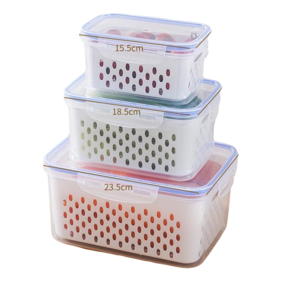Fridge Organisers with Lids - 3 Pack Stackable Refrigerator Organizer Bins, Multipurpose Clear Plastic Kitchen Fridge Storage Containers for Freezer, Pantry, Cabinet, Drawer (Blue 3-Pack)