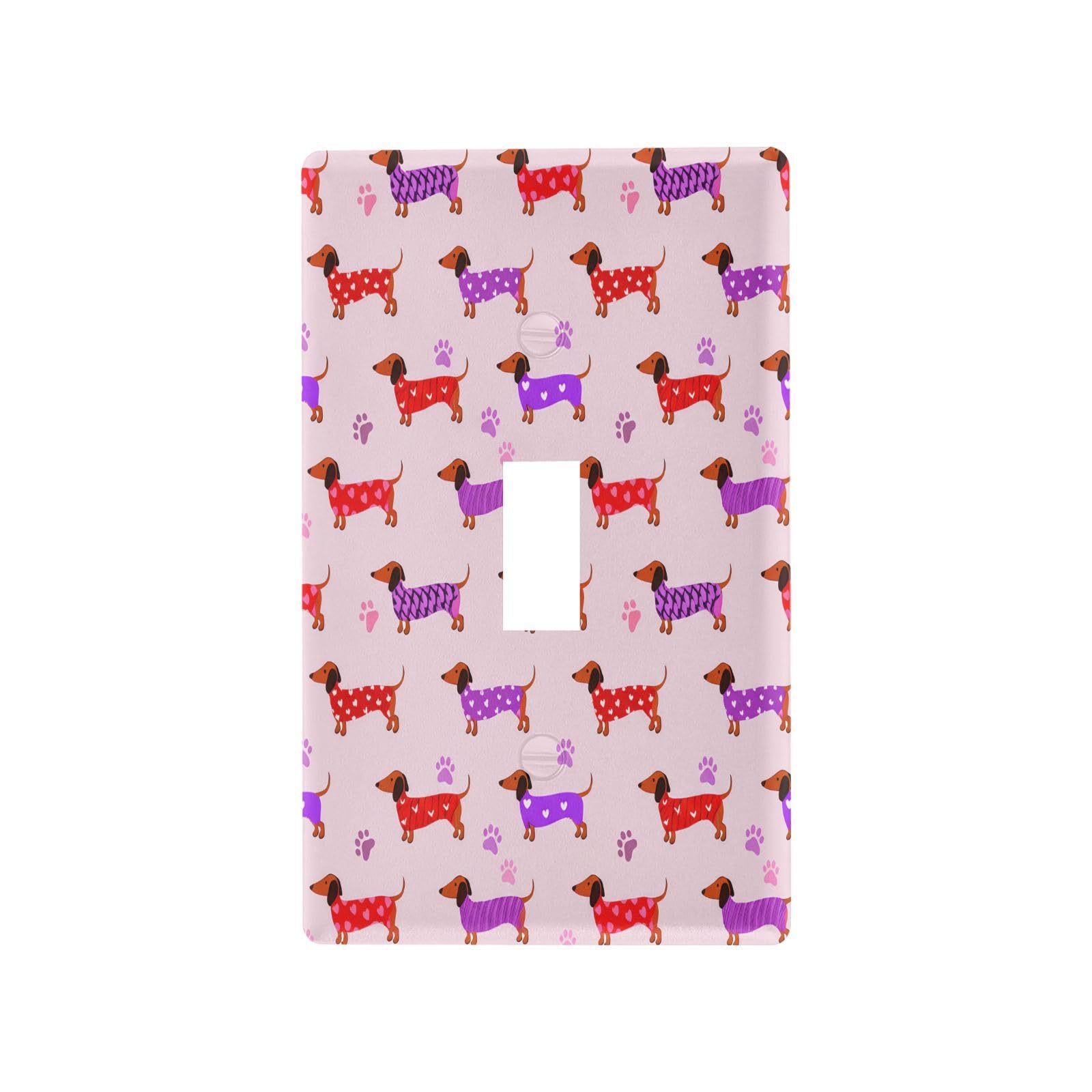 BOESI Doodle Colorful Dachshund Light Switch Cover Trim, Switch Panel Trim, Receptacle Cover, Double Receptacle Receptacle Cover, 4.53 * 2.76 inches