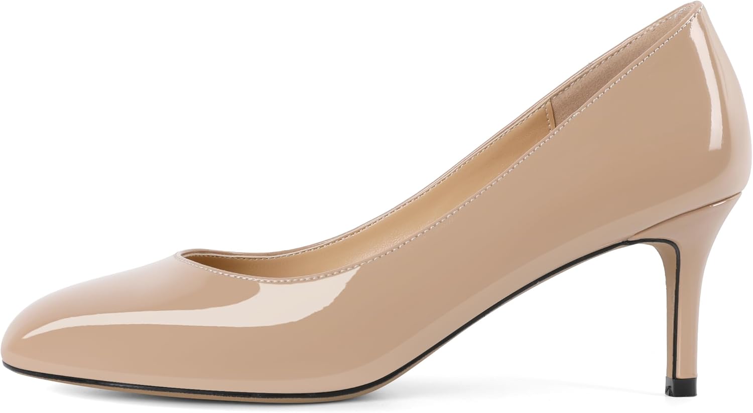 AUMOTED Women Stiletto Low Mid Heel Pumps Solid Closed Round Toe Heeled Patent Ladies Office Classic Dress Shoes 2.5 Inches - Image 5