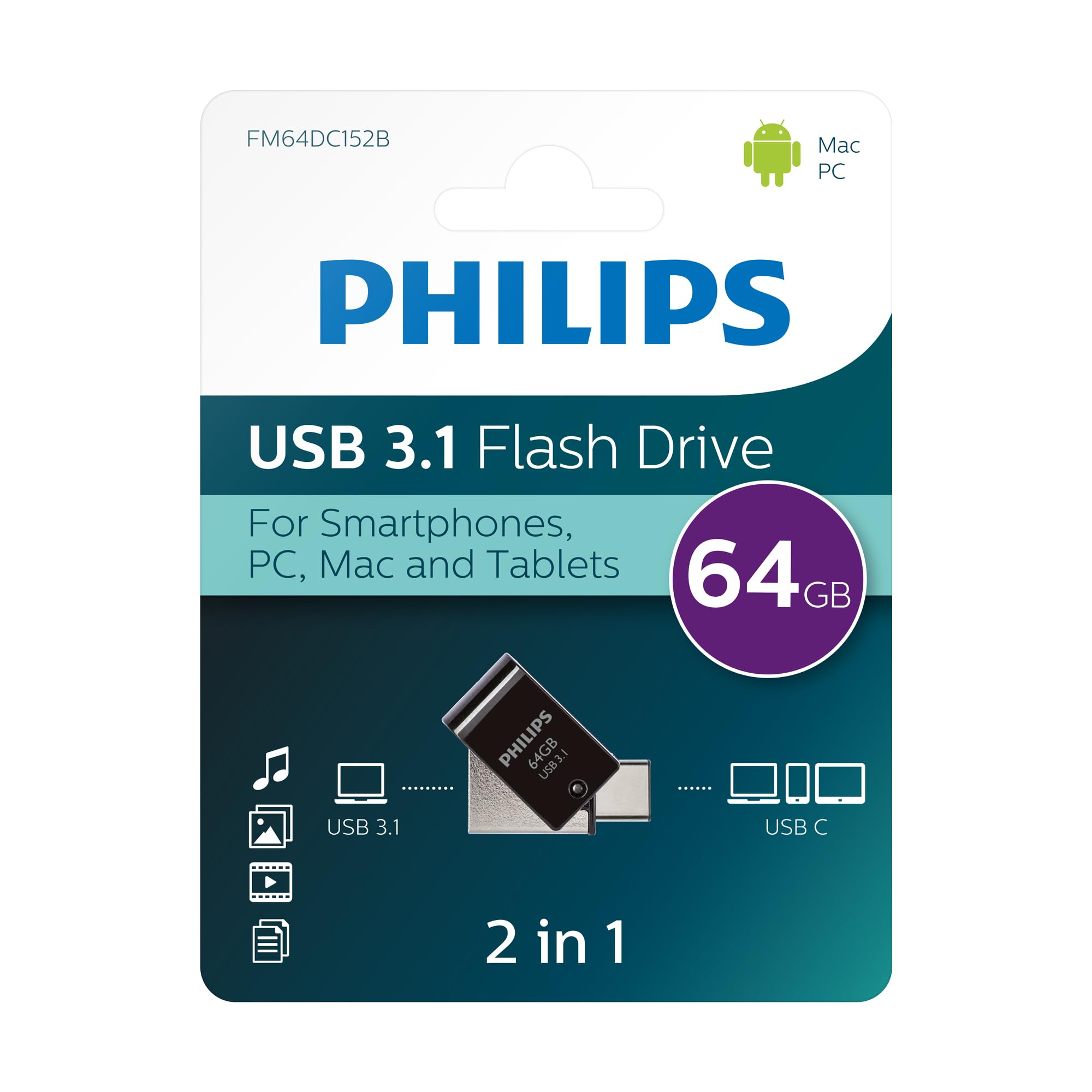 Image secondaire de Clé USB Philips 2-en-1 Ultra Speed 64 Go - USB-C et USB 3.1