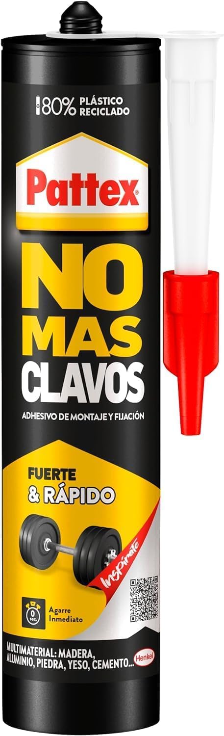 Pattex No Más Clavos Original, adhesivo de montaje resistente, pegamento extrafuerte para madera, metal y más, adhesivo blanco instantáneo, 1 cartucho x 370 g