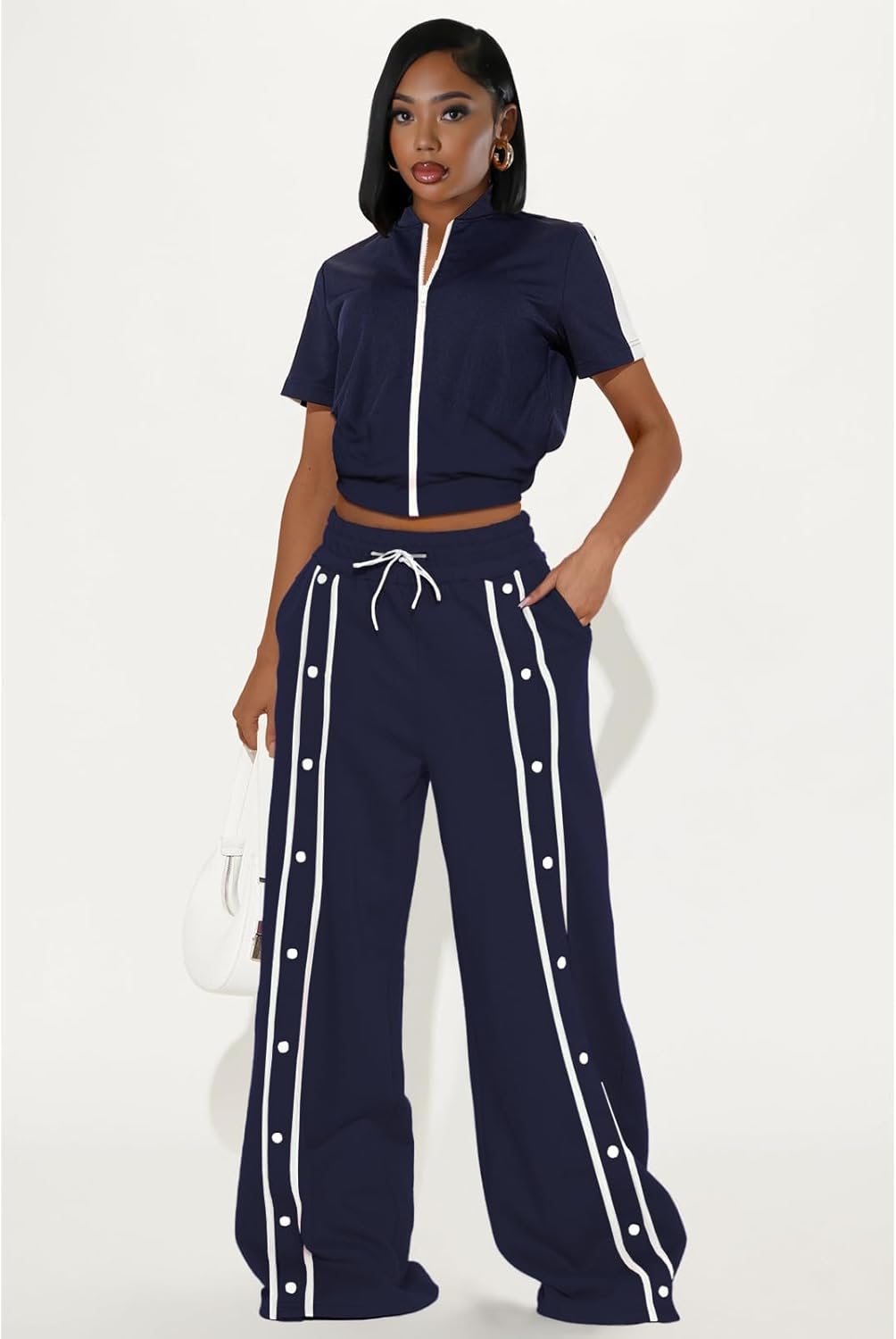 Yeshire Lounge Sets for Women Sweatsuit 2 Piece Outfits Zip-up Sweatshirt Wide Leg Sweatpant Tracksuit Matching Set