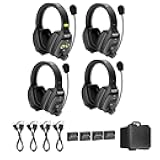 WiTalk-WT4D | 4-Person Full-Duplex 1.9GHz Wireless Dual-Ear Headset Intercom System with Custom Hard Case