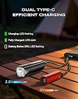 Vista 5 de Luces de bicicleta gran angular de 1200 lm para conducción nocturna, 3+5 modos y luces de bicicleta impermeables IP65 delanteras y traseras, luces