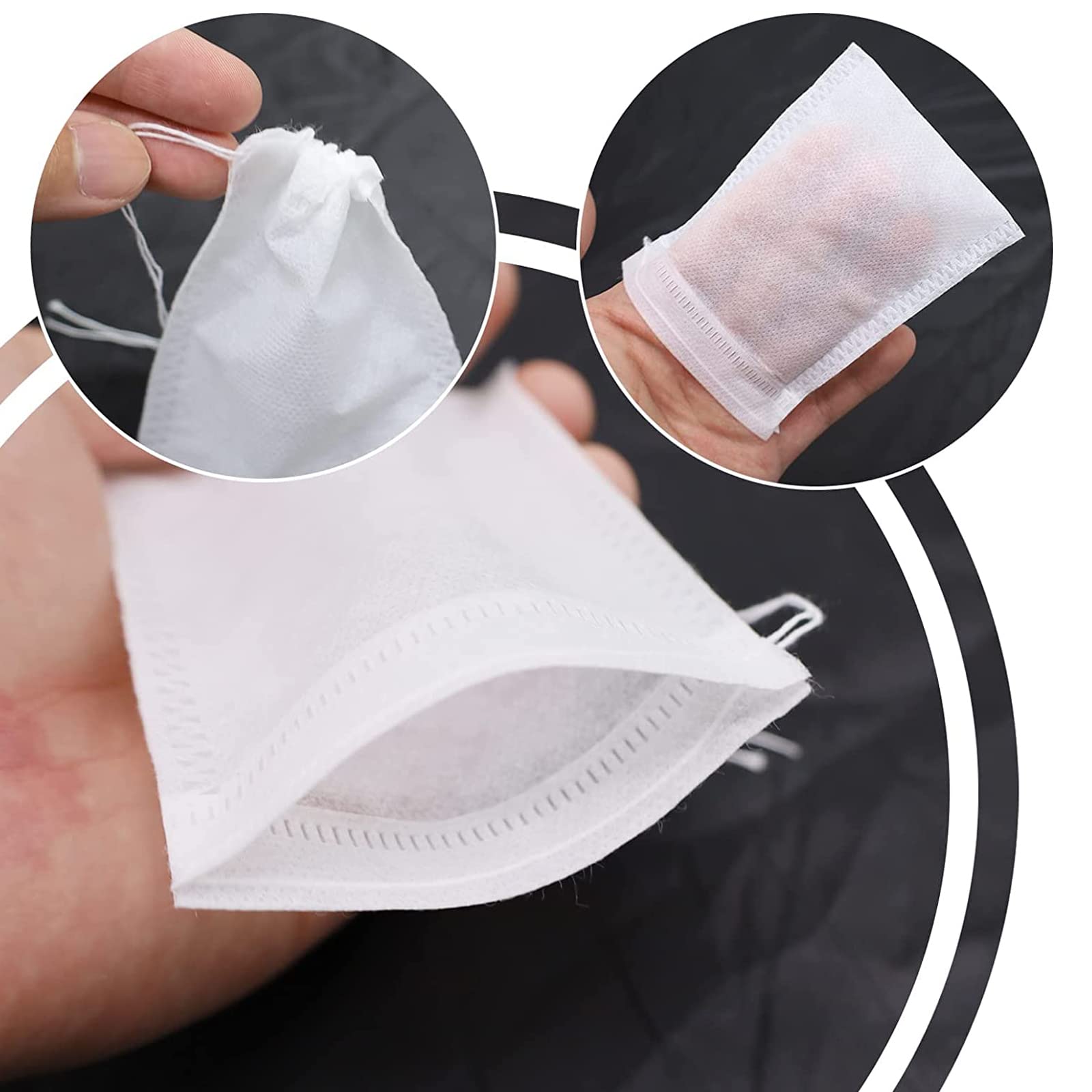 200 Bustine Te Vuote 7x9 Cm - Filtranti, Con Cordino, Per Tè Sfuso, Caffè, Erbe, Usa E Getta - Foto 8