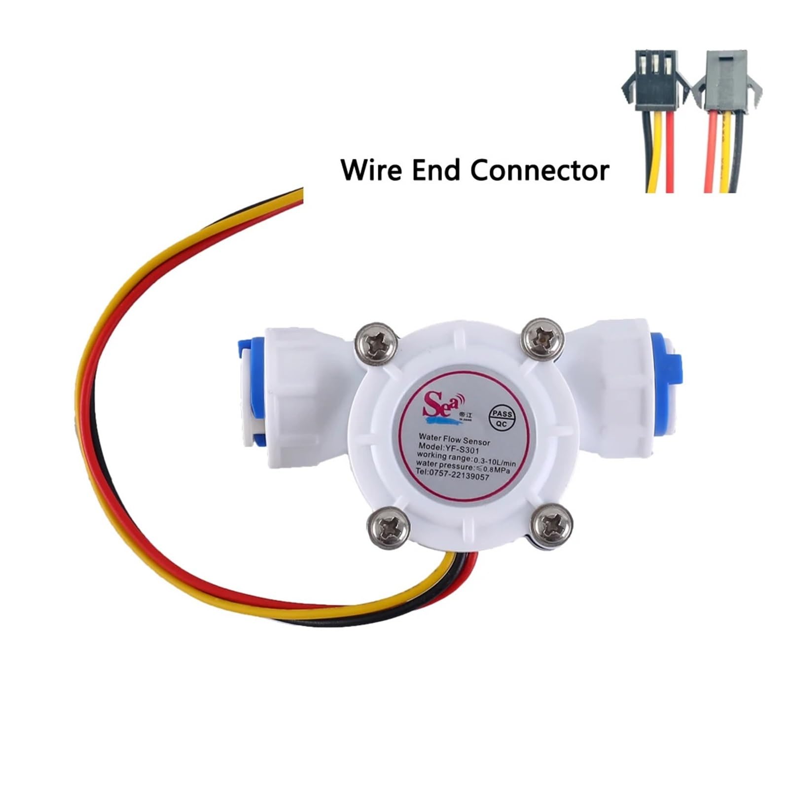 Medidor de caudal de agua, Medidor de flujo digital portátil y sensor de flujo de agua de turbina barato YF-S301 0.3-10LPM agua fría 60 grados,Medición de precisión(Whole set)