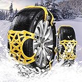 Anti-Skid Snow Chains Snow Tire Traction Chain Adjustable For Car/SUV/Trucks-for Universal Tire Width 165-275mm/6.4-10.9'' (Yellow)-Set of 6