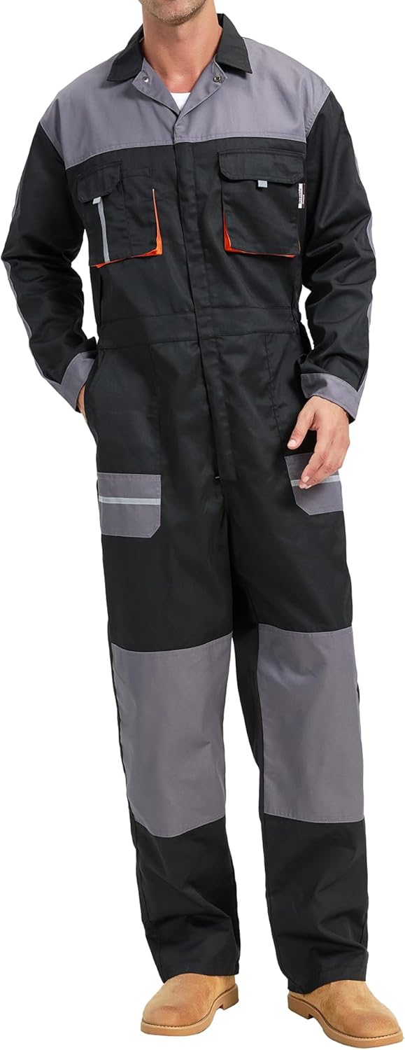 Men's Work Coveralls Multi Pockets Garage Work Jumpsuit Zip Coverall One Piece Workwear Mechanic Overalls - Image 5