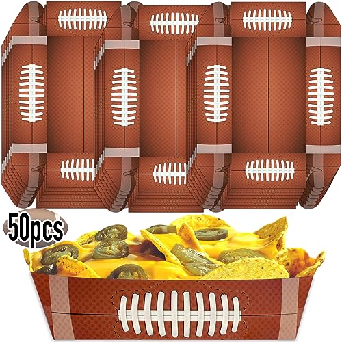 Football Disposable Paper Trays| (50 pcs) Fair Food Boats Concession Snacks| Carnival Nachos, Chips Serving Basket| Football Theme Paper Food Tray| Big Game Snack Tray| Football Party Baskets|BASHOUT - Image 6