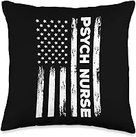 Vista 1 de American Psych Nurse USA Flag Throw Pillow