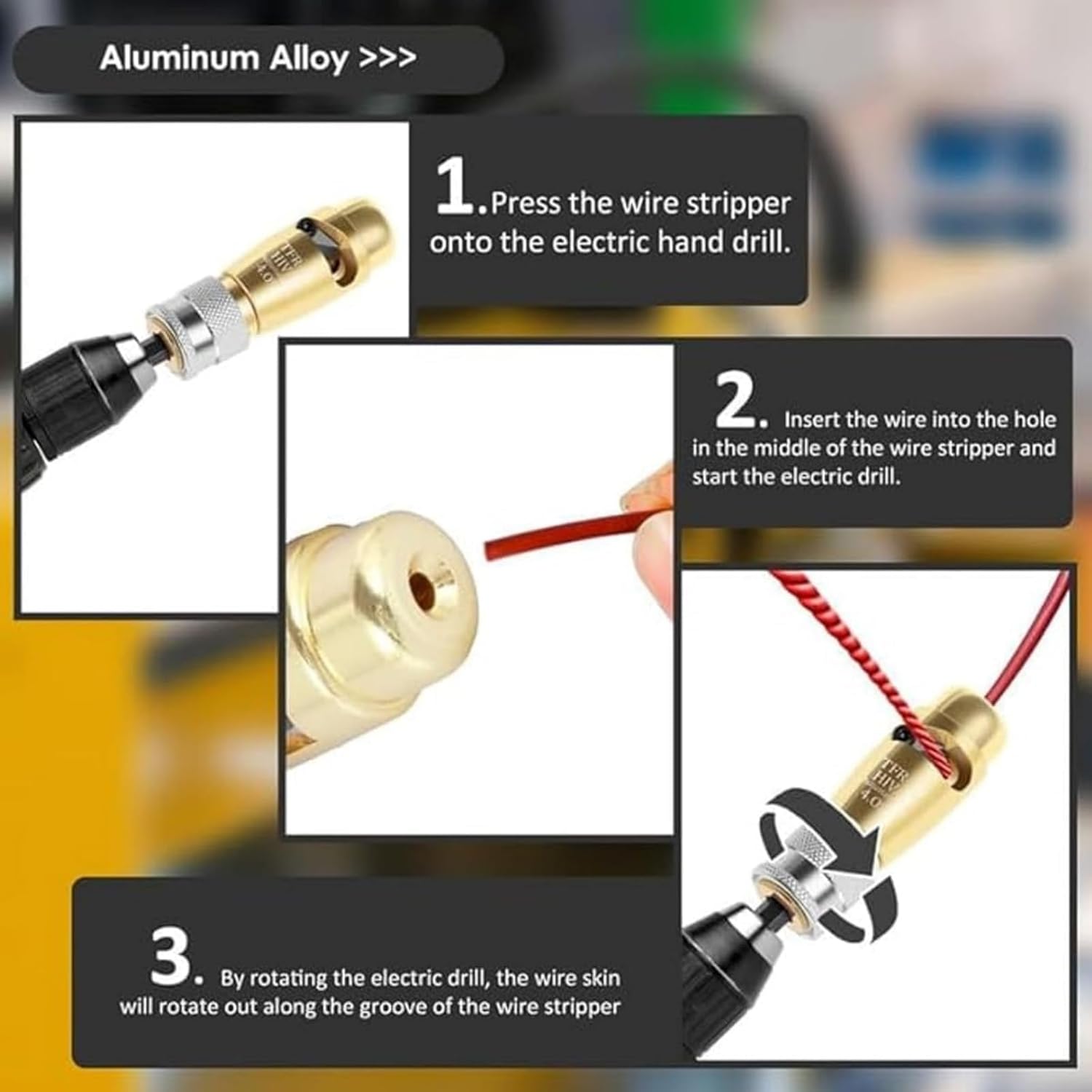 Wire Stripping and Twisting Tool, Wire Twister Tool for Drill, Portable Wire Twister for Power Drill, Cable Quick Stripping and Connector