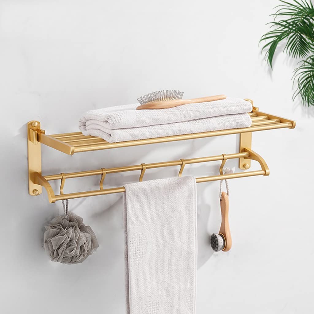 GLETSF Towel Rail Towel Racks, Bathroom Towel Rack Wall Mounted Towel Holder,Bath Towel Rack,Space Aluminum Towel Holder,Bathroom 2-Layer Towel Rack/Color/A Practical-Color-B
