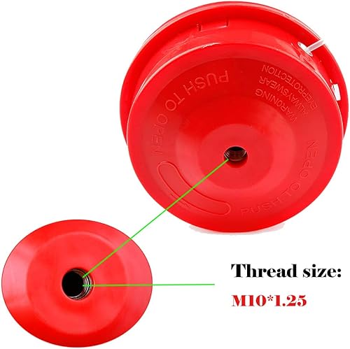 Miniatura 5 de Cabezal de corte universal, alimentación de golpe, desbrozadora, cortador de hierba, gasolina, eje recto, M10 x 1.25 LH (rojo)