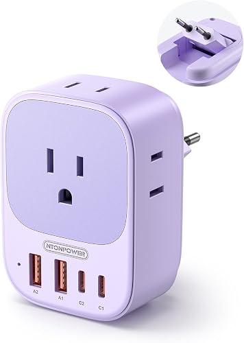 NTONPOWER European Travel Plug Adapter, US to EU Type-C Foldable Plug