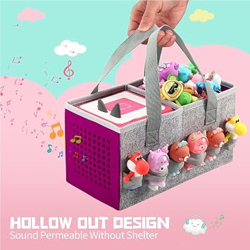 PINSO Toniebox başlangıç seti ve Tonies figürleri için taşıma çantası, seyahat keçe bezi, müzikal oyuncak, Toniebox aksesuarları için katlanır çanta (mor)