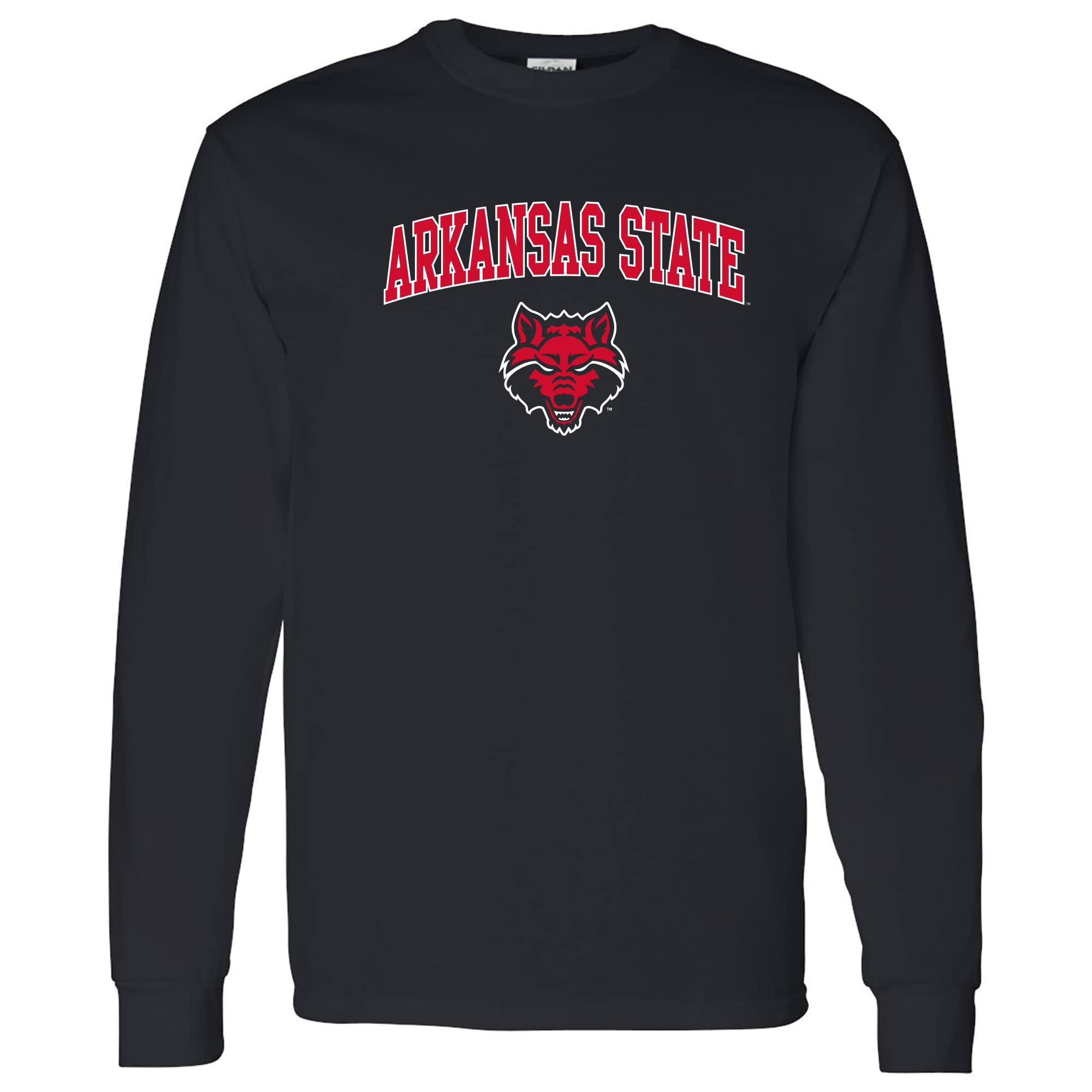 NCAA Officially Licensed College - University Team Color Arch Logo Long Sleeve, Arkansas State Red Wolves Black, 3XL — image 1