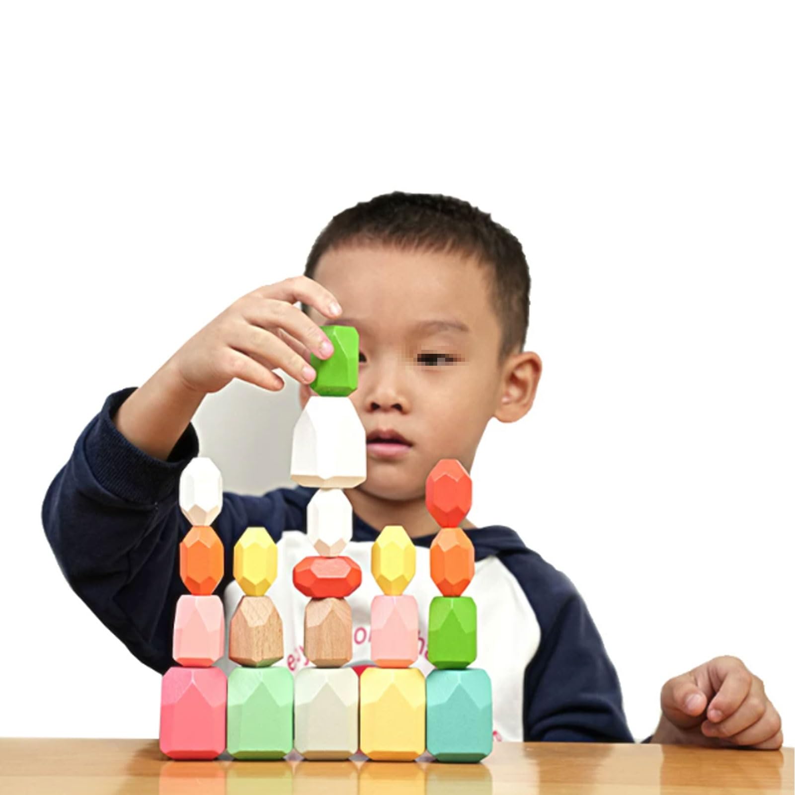 Montessori Regenbogen Holz Stapelsteine | Gleichgewicht Bauklotz Spiel | Kinder Familien Interaktives Lernspielzeug