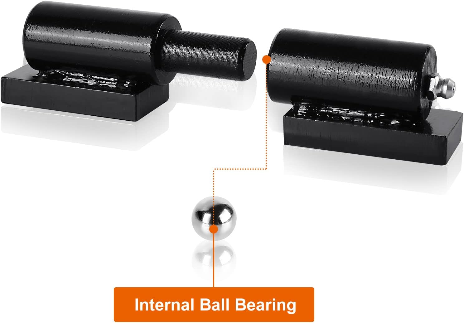 2 Pack Heavy Duty Weld On Barrel Hinges 5 Inch, Greaseable Steel Gate Hinges with Ball Bearings, High Capacity Lift Off Hinge for Metal Gates, Dump Trailers, Custom BBQ Smokers & Ramps (Black)