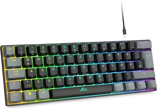 Rii Gaming Tastatur Mechanisch, 60% Tastatur Kabellos RGB Beleuchtet mit Rote