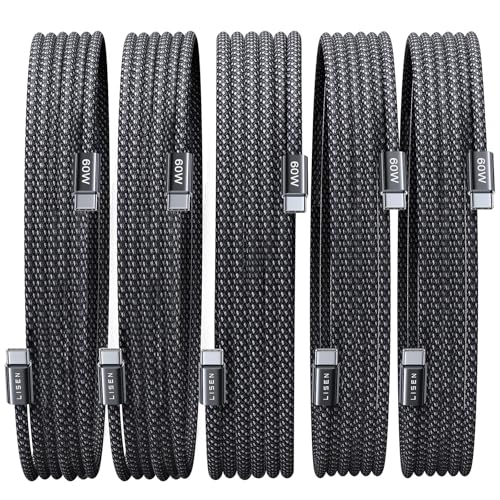 Image of LISEN USB C Cable, 5-Pack [10FT] USBC to USBC Cable for iPhone 17 16e 15 Pro Max Charger Cord, 60W C to C Cable Fast Charging for Galaxy S25 /S24 /23, Switch 2, iPad, MacBook,Black